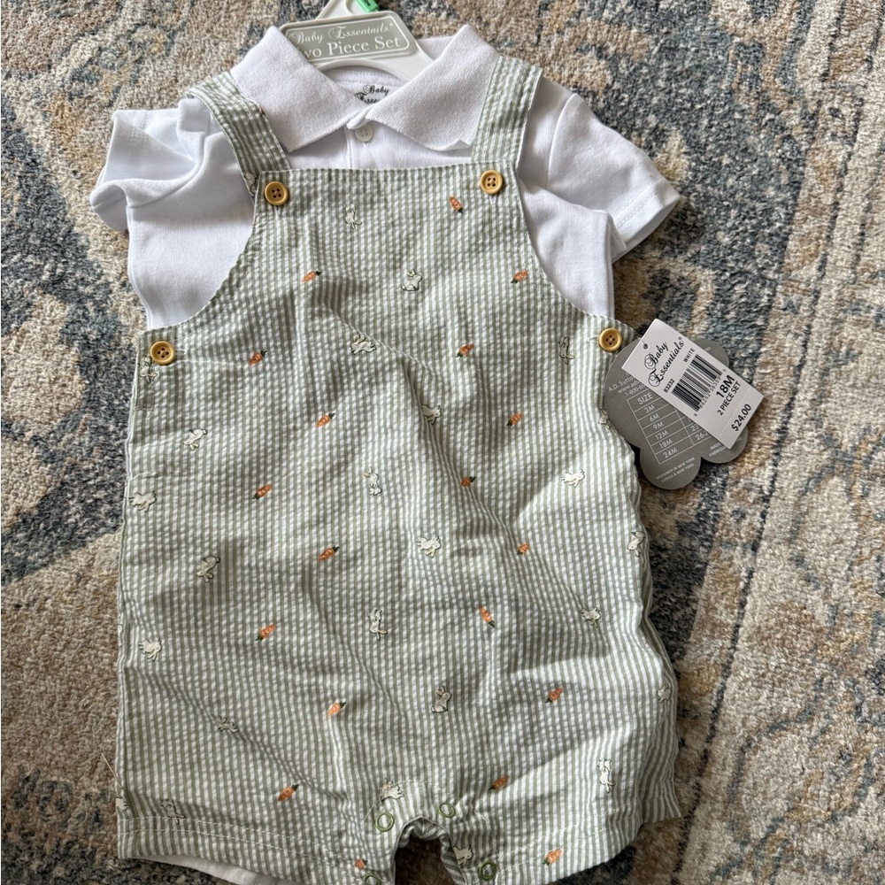 Baby Essentials Green and White Baby Outfit